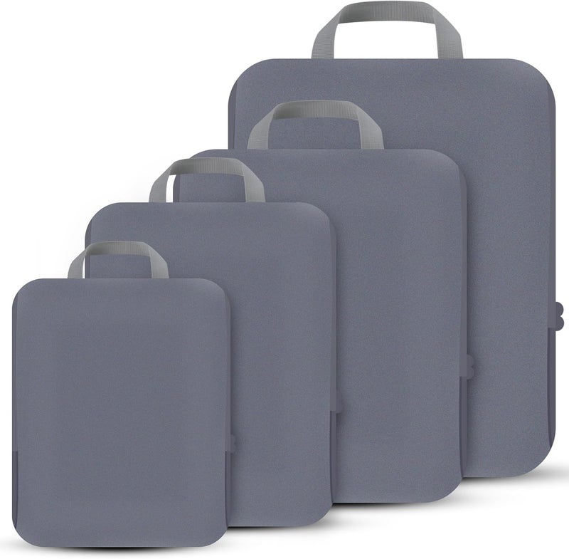 PANDA JOYS 4 Set Compression Packing Cubes Travel - Travel Accessories Expandable Packing Organizers for Carry On - Essentials Luggage Bags - Dark Grey - Image 1